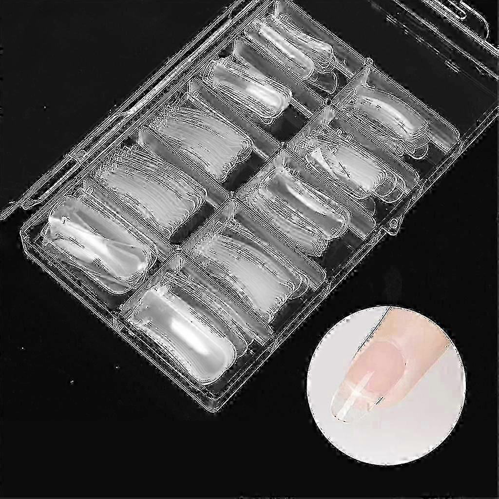 Clear Full Cover Artificial Nails, Acrylic, 10 Sizes with Storage Box, 100pcs