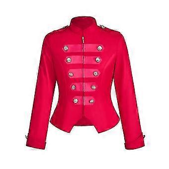 Veste courte style gothique punk militaire pour femme, col montant et boutons décoratifs_jtsu