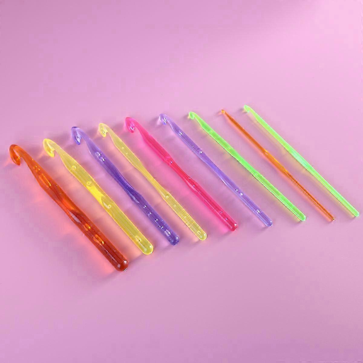 Plastic Crochet Hook Single Head for Knitting 9Pcs Assorted Colors