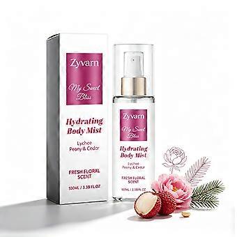 Hydrating Body Mist 100ml, Lightweight Fresh Floral Fragrance with Lychee Peony Cedar Notes for Women Daily Travel Beauty Use