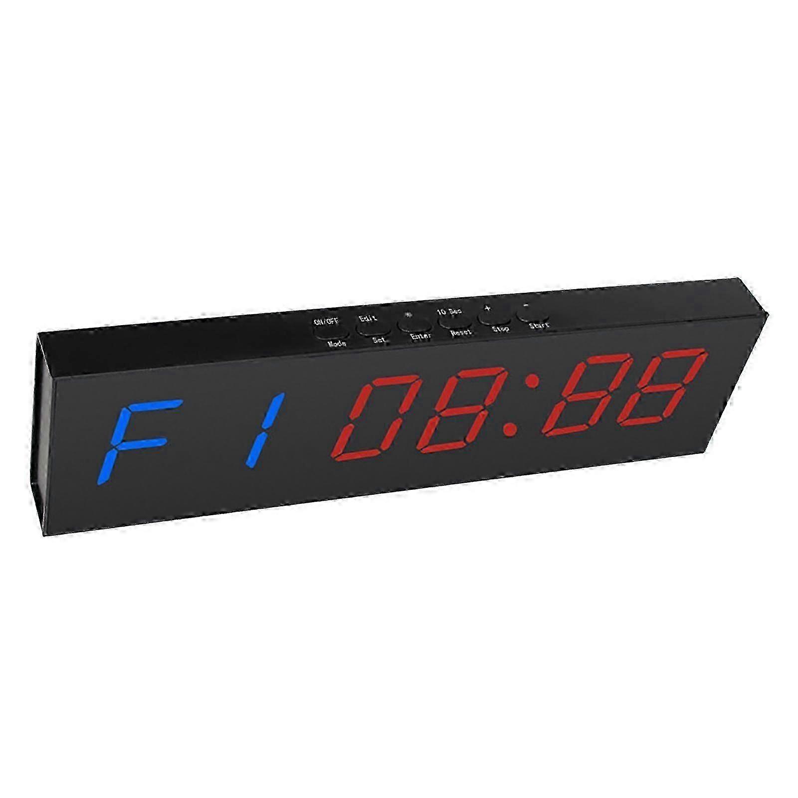 LED Fitness Timer, 5 Brightness Levels, Plug, Wall-Mounted/Tabletop