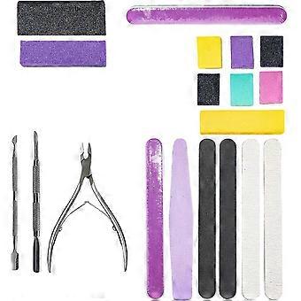 19-teiliges Nagelfeilen-Set mit Schwamm, Nagelpuffern und Maniküre-Werkzeugen, Nagelpolierblock, Nagelpflege-Set, Manikürezubehör, mehrfarbig