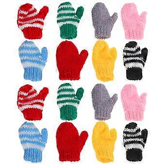 8 Pares de Mini Guantes de Punto: Mitones Decorativos Accesorios de Juego de Rol para Niños para Muñecas Suministros de Manualidades DIY Adornos de Árbol de Navidad