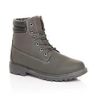 Ajvani Low Heel Lace Up Biker Worker Boots