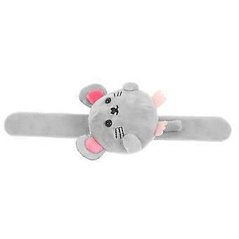 Kids Plush Slap Bracelet Stuffed Mouse Cartoon Wristband Grey