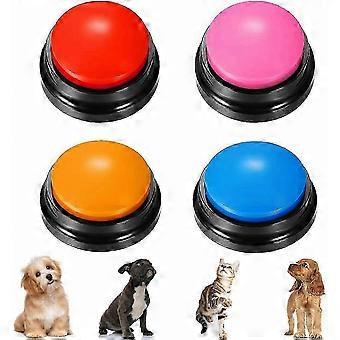 Voice Recording Button, Set of 4, 30-Second Record & Playback, Dog Communication & Training Buzzer for Games & Trivia