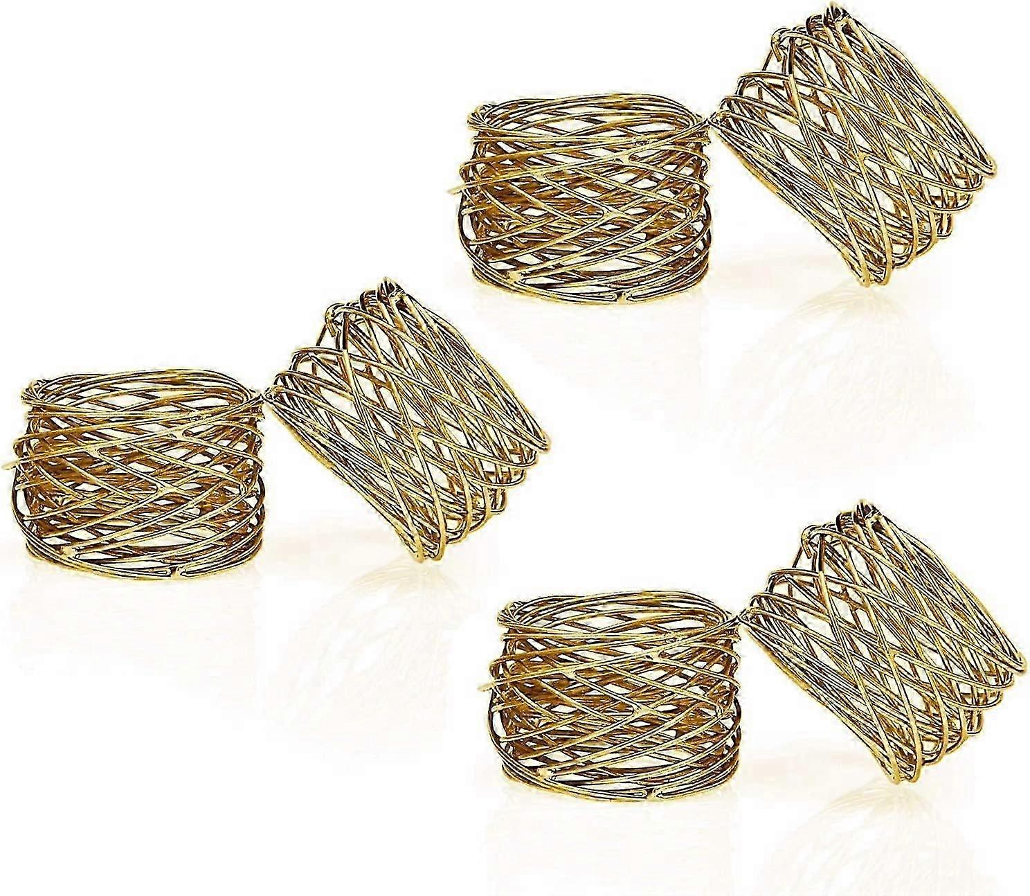 Handmade Round Gold Napkin Ring Set