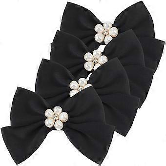 Decorative Shoe Clips Bridal Shoes Decoration Black Bow Elegant Proms 2Pcs