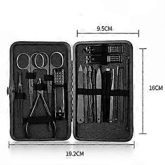 Professional Grooming Kit, 18-Piece Stainless Steel Manicure Set with Nail Clippers & PU Leather Case