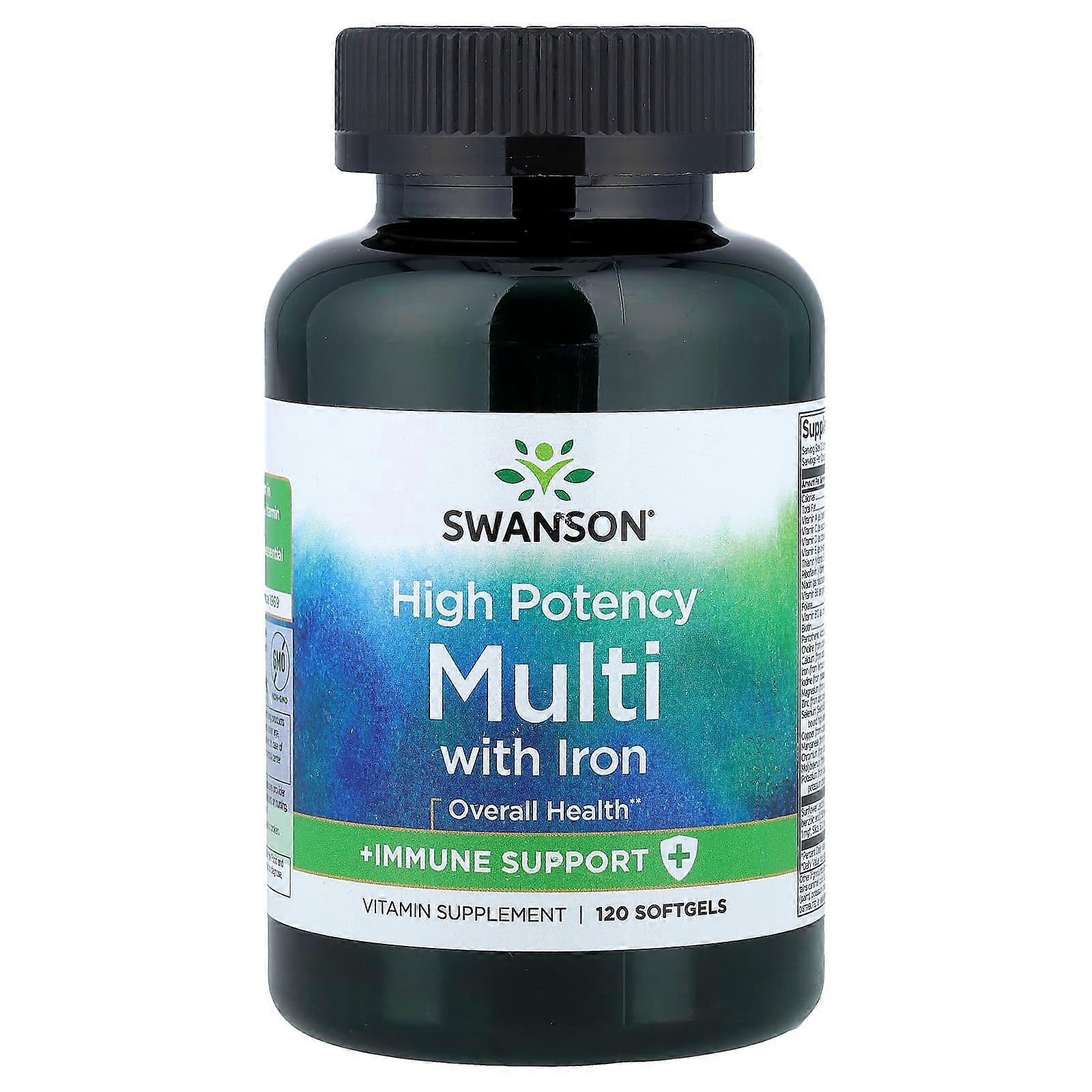 Swanson, Multi Plus Immune Support with Iron, High Potency, 120 Softgels