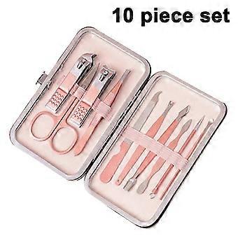 Manicure Set Professional Nail Clippers Stainless Steel Pedicure Care Tools With Rose Gold Pu Leather Case For Travel And Home