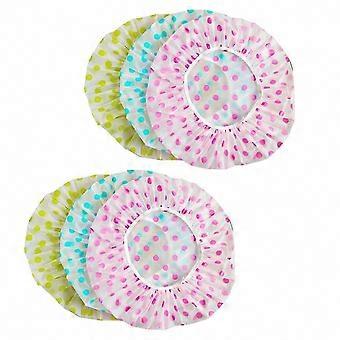 Waterproof Reusable EVA Shower Caps, 6-Pack Elastic Hair Covers for Home & Salon