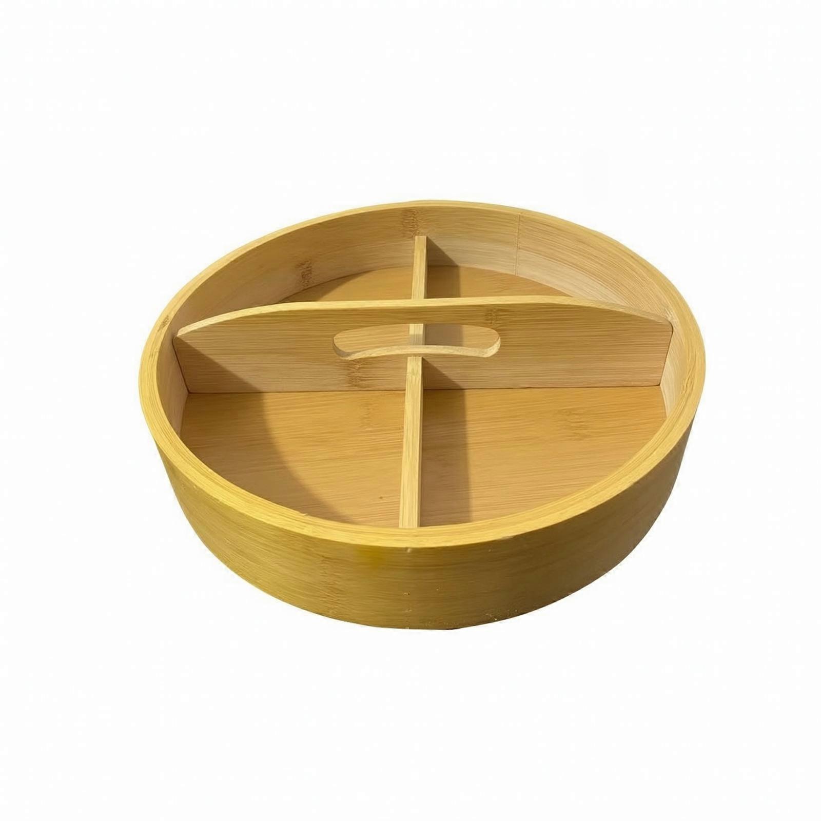 Divided Bamboo Serving Tray Natural Serving Platter with Compartments Robust