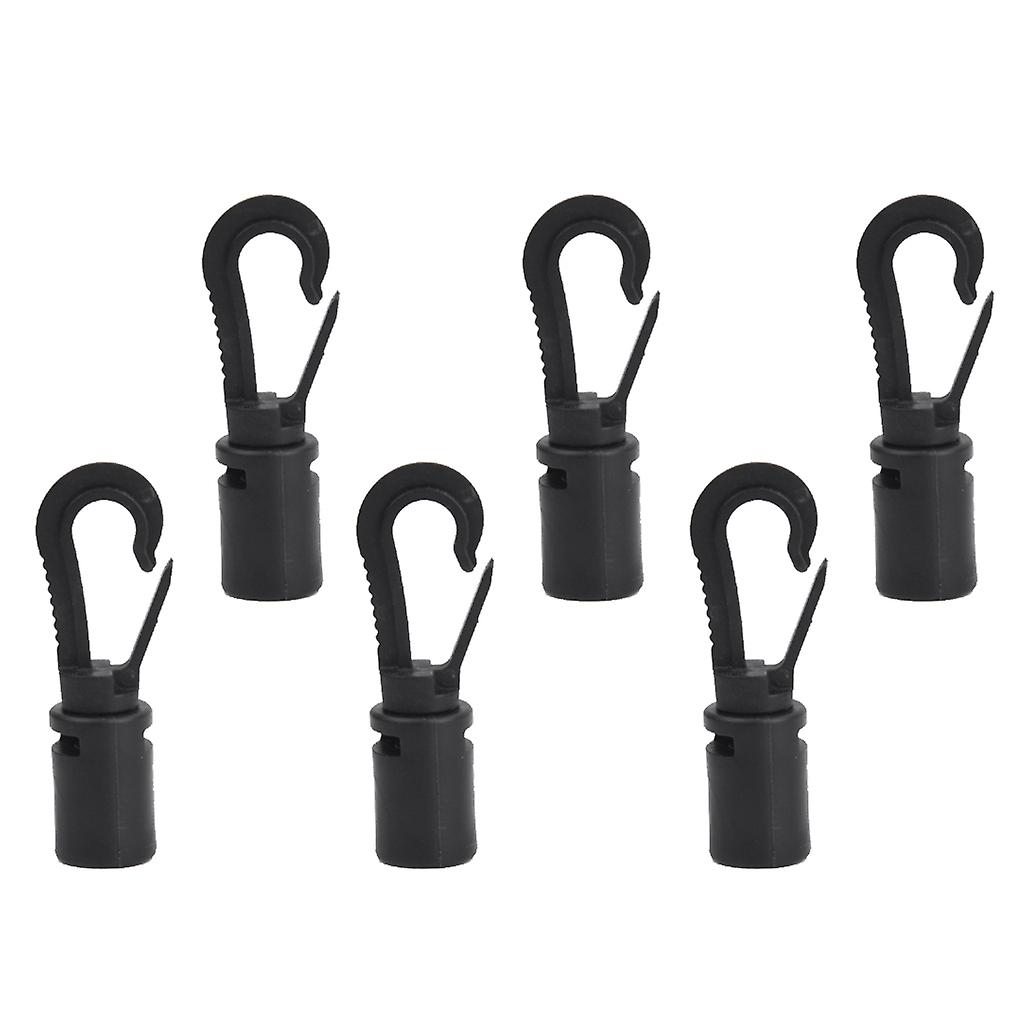 6 Pieces Black Bungee Cord Snap End Hooks for Marine Kayak Canoe Boat