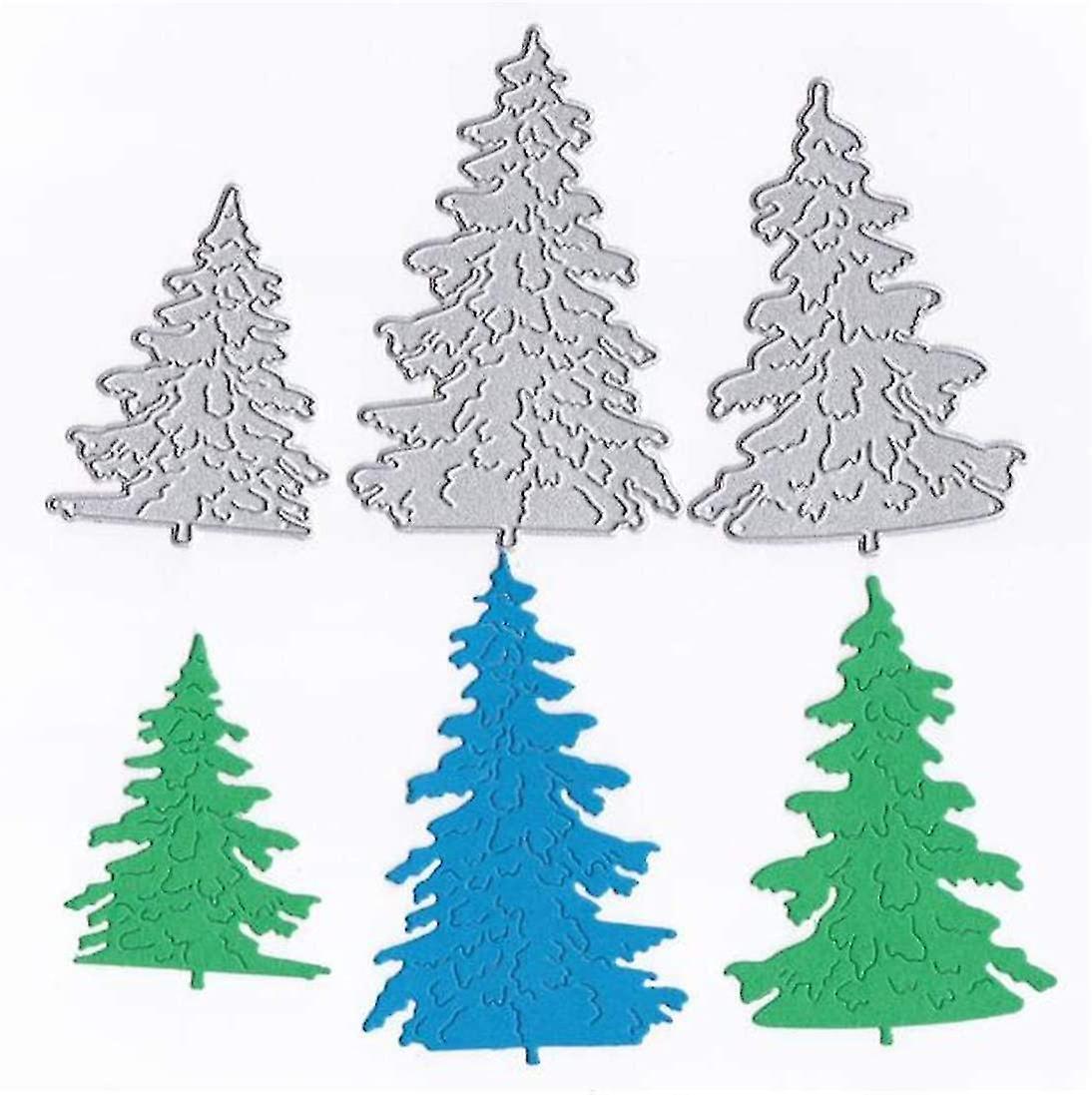 Christmas Tree Set Cutting Die For Card Making 1pc Silver
