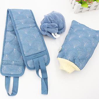 Exfoliating Shower Bath Gloves Back Scrubber Set, Exfoliating Body Scrubber Nylon Back Washer, Scrub Gloves for Skin Pull Strap Washcloth