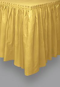 Gold plastic table skirt
