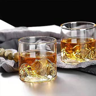 Winkee Whiskey On The Rocks Glas – Mit 3D-Berg-Relief Im Boden, Perfekt Für Bourbon & Scotch