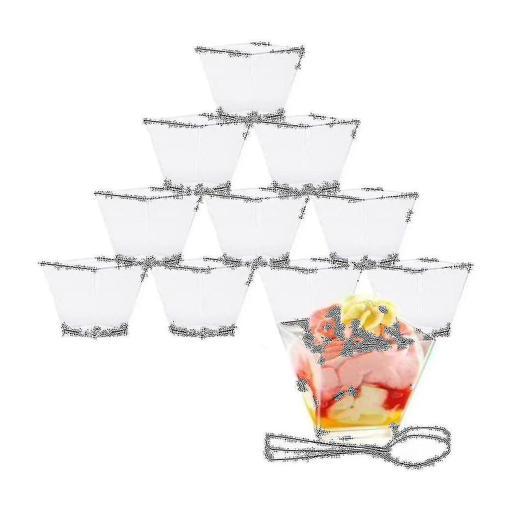 Coppette Dessert Trasparenti 240ml - 50 Pezzi Con Coperchi E Cucchiai Per Mousse, Gelati E Party