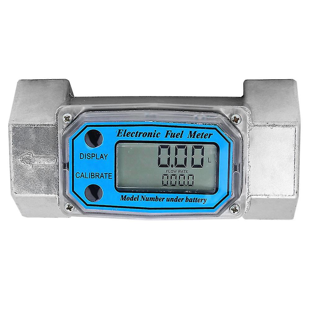 Mini Digital Turbine Flowmeter Diesel Fuel Flow Meter 15-120l 1.5inch Npt Blue