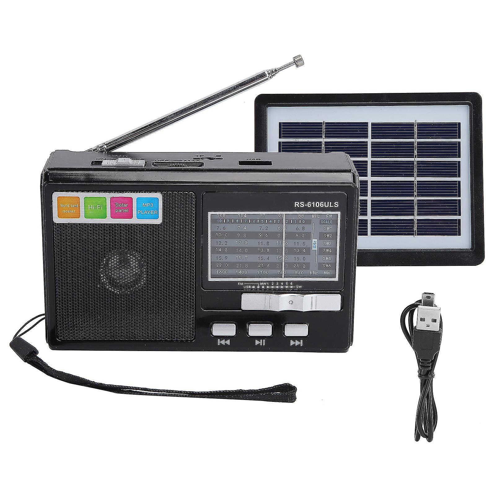 Solar Charging Radio Portable Radio With Emergency Led Flashlight Support For U Disk