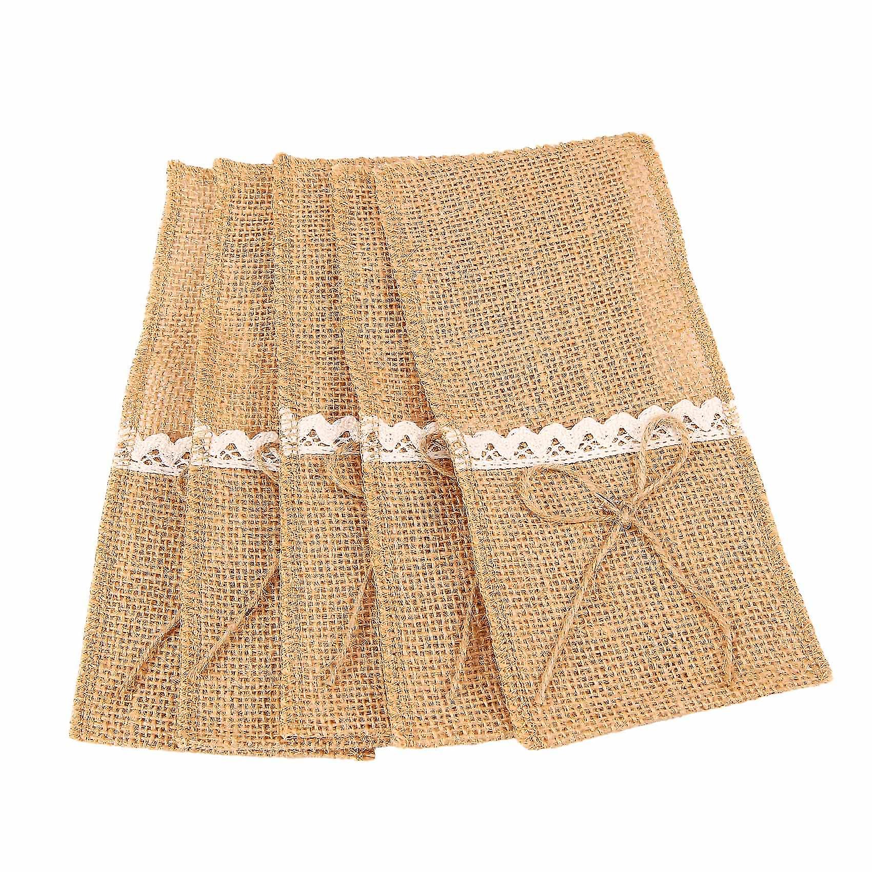 20pcs Country Wedding Table Silverware Holder Natural Burlap Cutlery Pockets Fork Pockets Rustic We