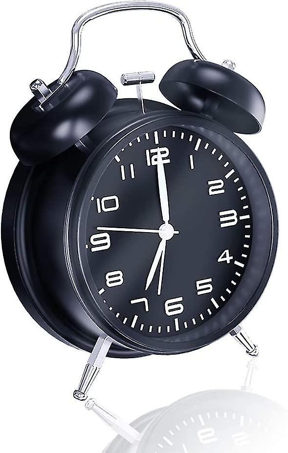 Double Bell Morning Alarm Clock With Night Light Silent Retro Alarm Clock Non Ticking Bedside Clock