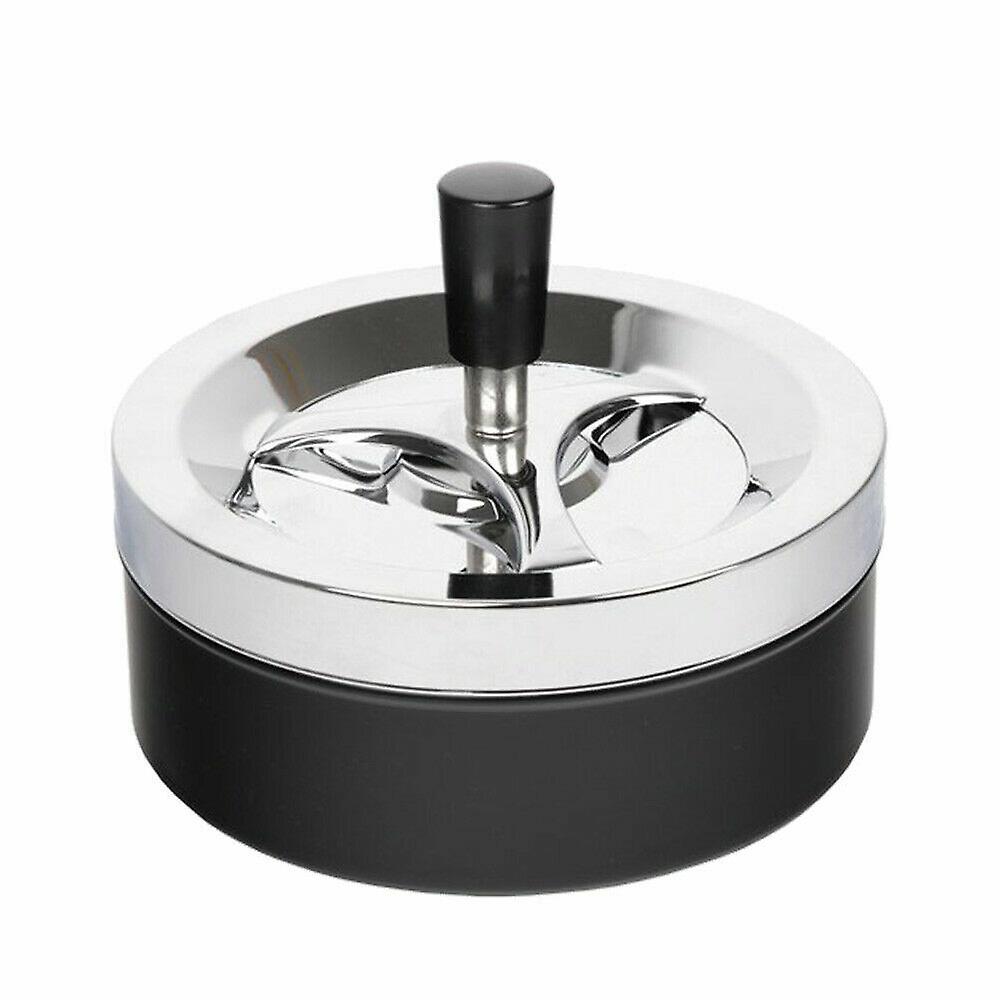 Round Press Cigarette Ashtray with Swivel Tray, Large, Black