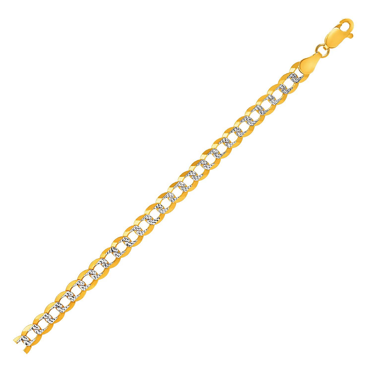 5.7mm 14k Bicolore Or Pave Curb Bracelet