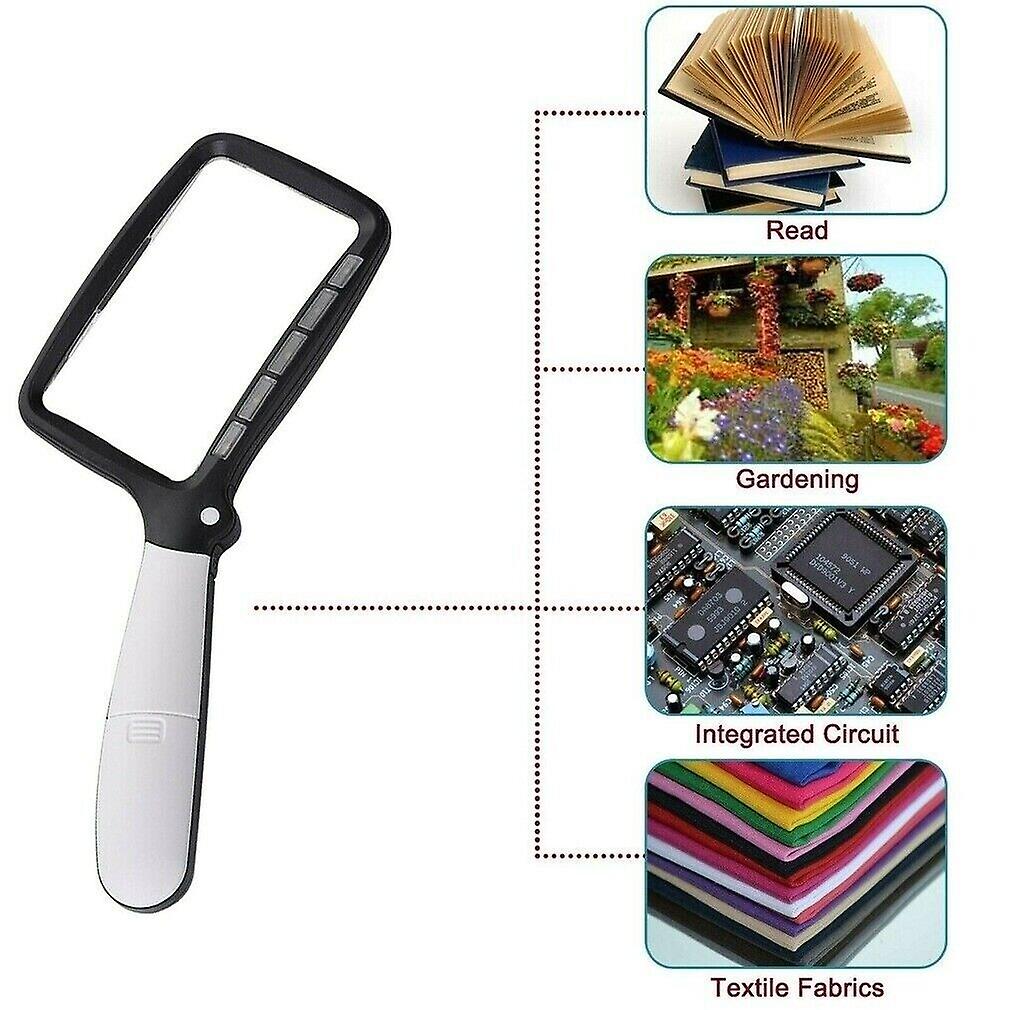 Rectangular 3X Magnifying Glass With Light Reading Book Magnifier Large Foldable