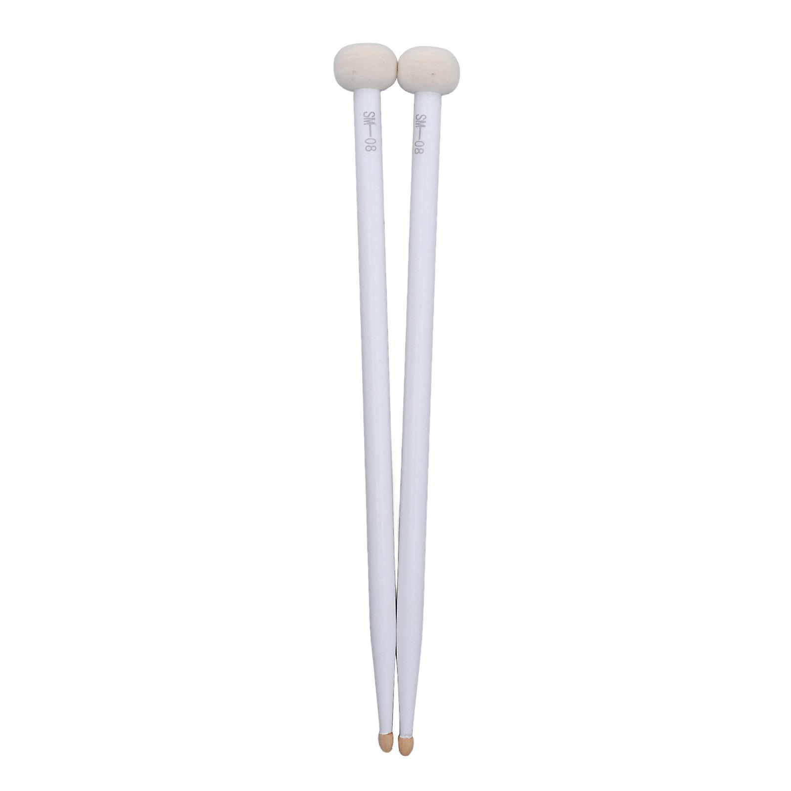 2Pcs Drum Mallet Felt Head Wooden Handle Non Slip Instrument Accessory Set Kit for Playing