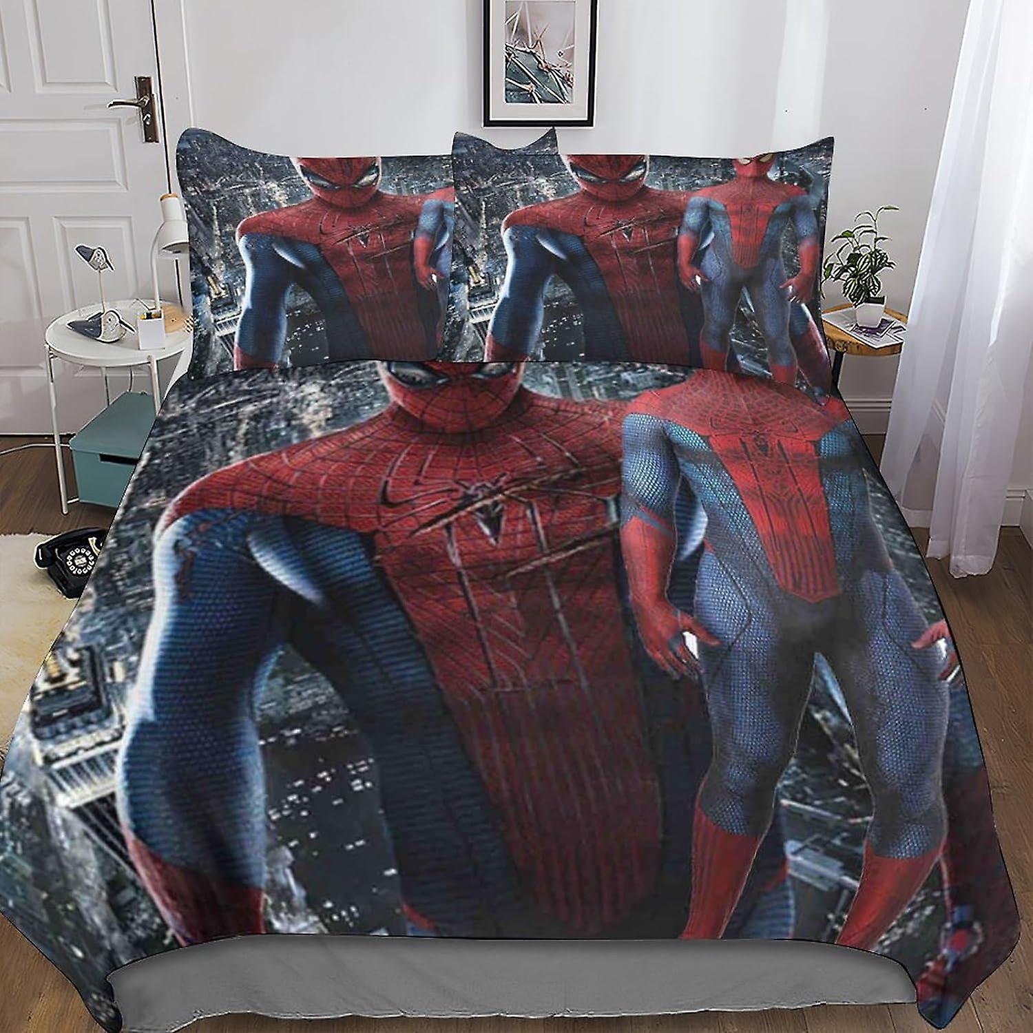 Spiderman All-Inclusive Bedding Sets with Hidden Zipper Closure - Premium 3-Piece Movie Quilt Cover Set with Vibrant 3D Print And Pillowcases, for Boy