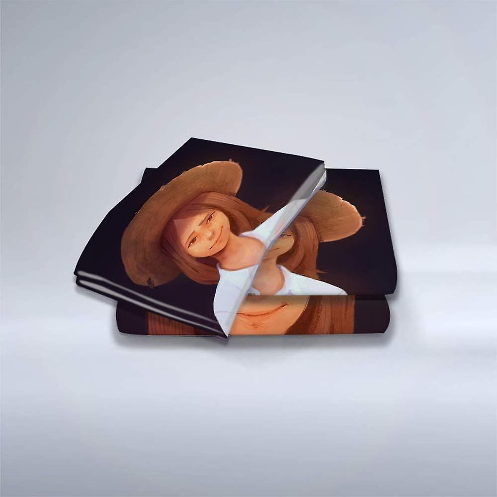 Ensemble de housse de couette pour enfants et jeunes - Poly coton uni teint ensemble de literie avec taies d’oreiller assorties - facile d’entretien Machine lavable fille dans le chapeau)