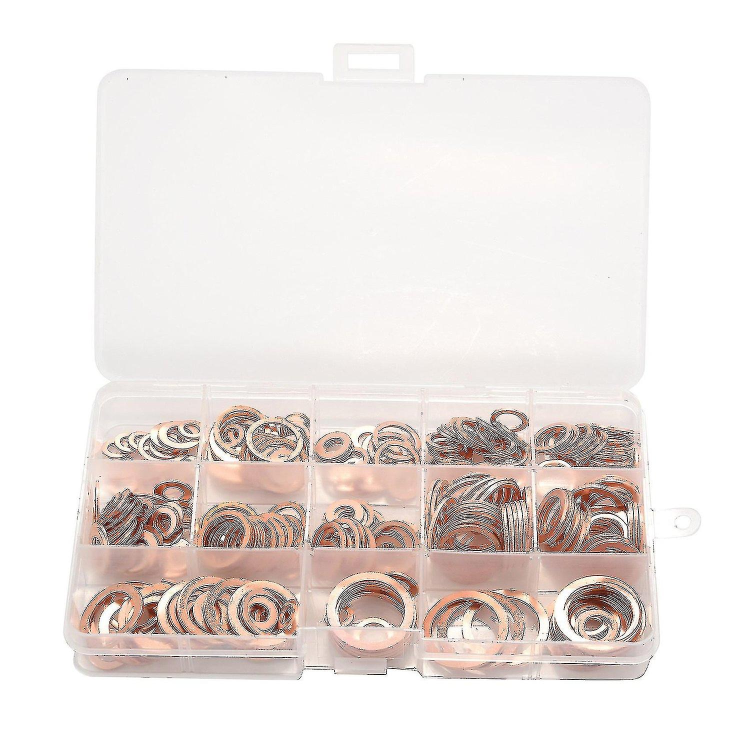 280pcs Professional Assorted Copper Washer Gasket Set Flat Ring Seal Assortment Kit M5-m20 With Box