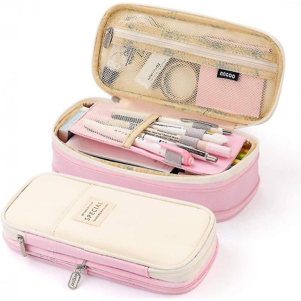 Big Capacity Pencil Pen Case Office School Pen Pouch (Pink)