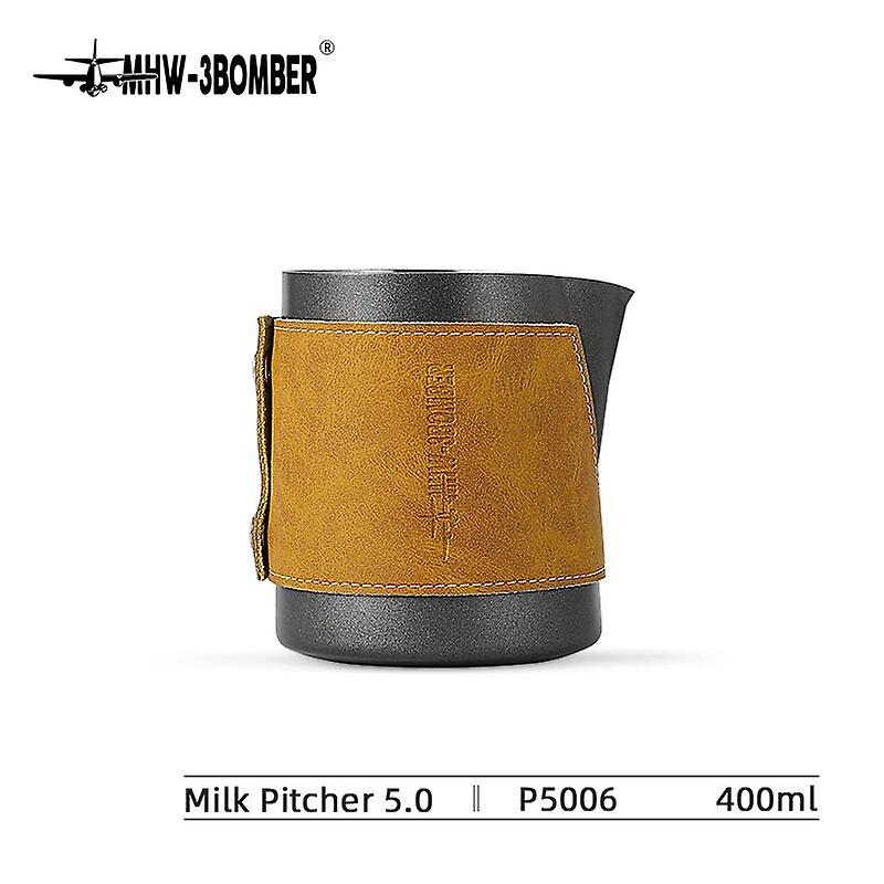 Mhw-3bomber 400ml 500ml Milk Frothing Pitcher With Leather Sheath Latte Art Tool Milk Foam Jug Without Handle Kitchen Accessorie