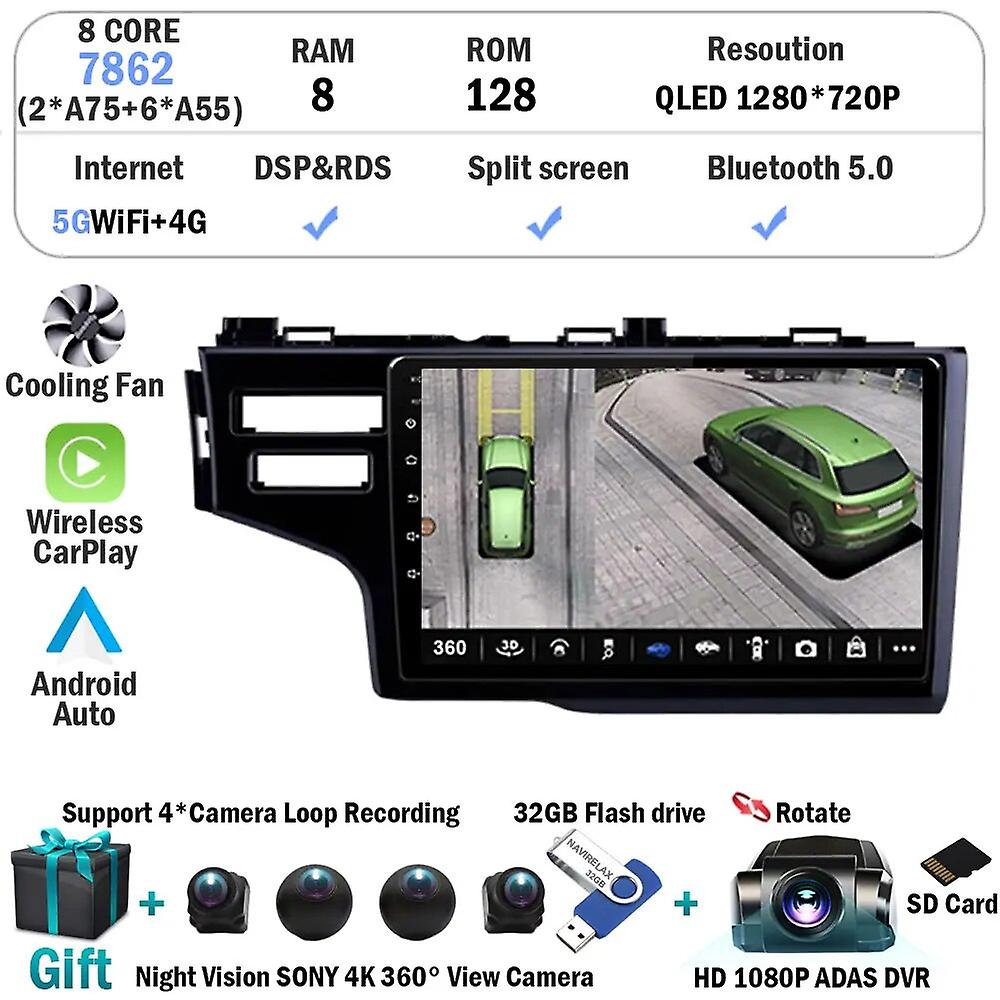 9'' Android 13 Car Radio For Honda Fit Jazz Lhd Rhd 2014 2015 2016 2017 Gps Navigation Autoradio Multimedia Player Ips Head Unit
