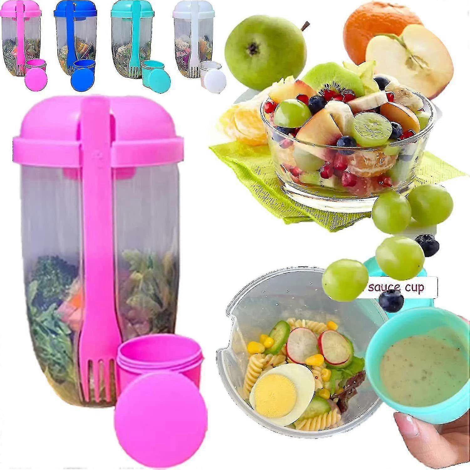 Ins Style Breakfast Salad Cups, Salad Containers, Portable Fruit And Vegetable Containers1000ml