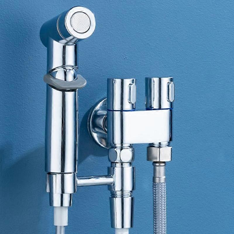 KKTNSG Bidet for Toilet Shower Wc V-shape Brass Bidet Faucet Set Bathroom Shattaf Sprayer Jet Cold Water Valve Toilet Bidet Tap