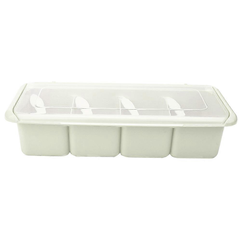 4 Compartments Seasoning Box Spice Rack Organizer Condiment Holder Container(green)