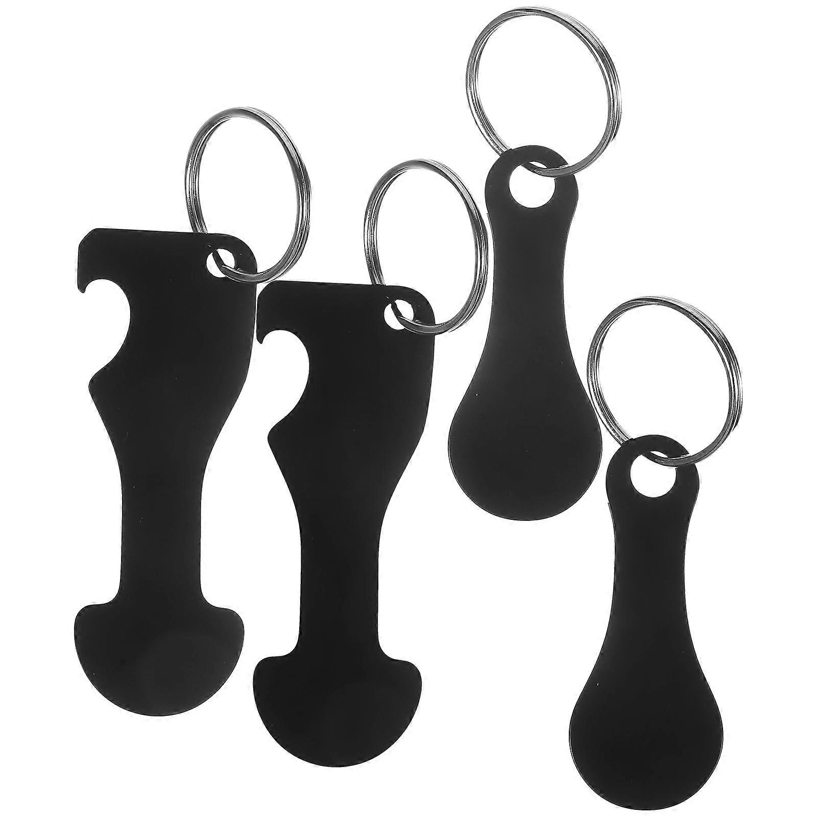 4 pcs Shopping Trolley Tokens Opener Metal Shopping Trolley Token Portable Shopping Cart Token with Keychains