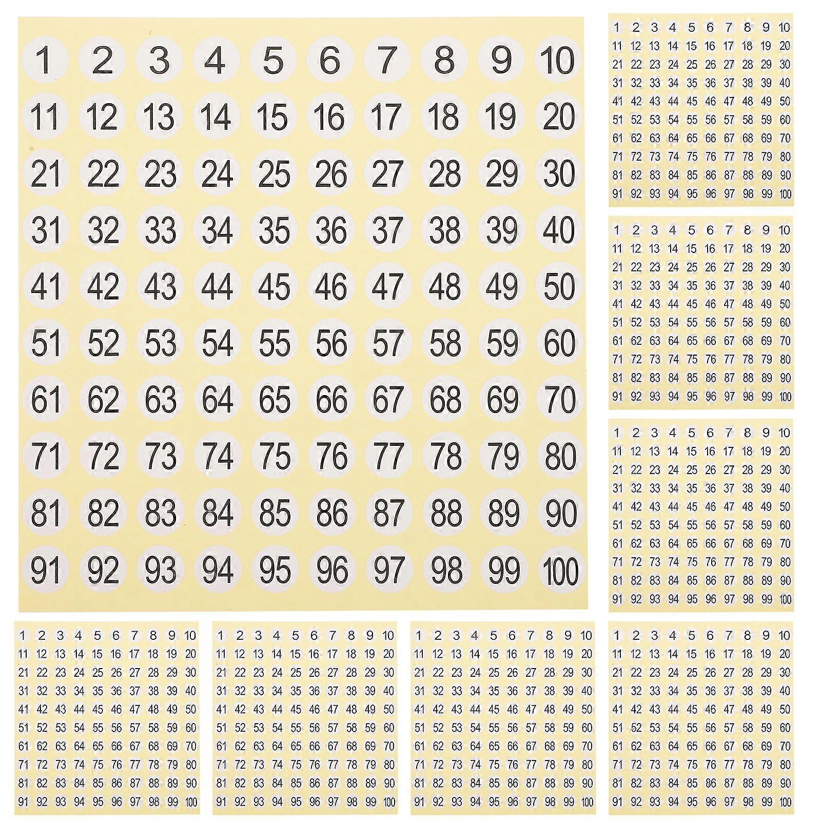 15 Sheets Small Number Stickers Round Number Sticker 1-100 Number Sticker Labels for Home