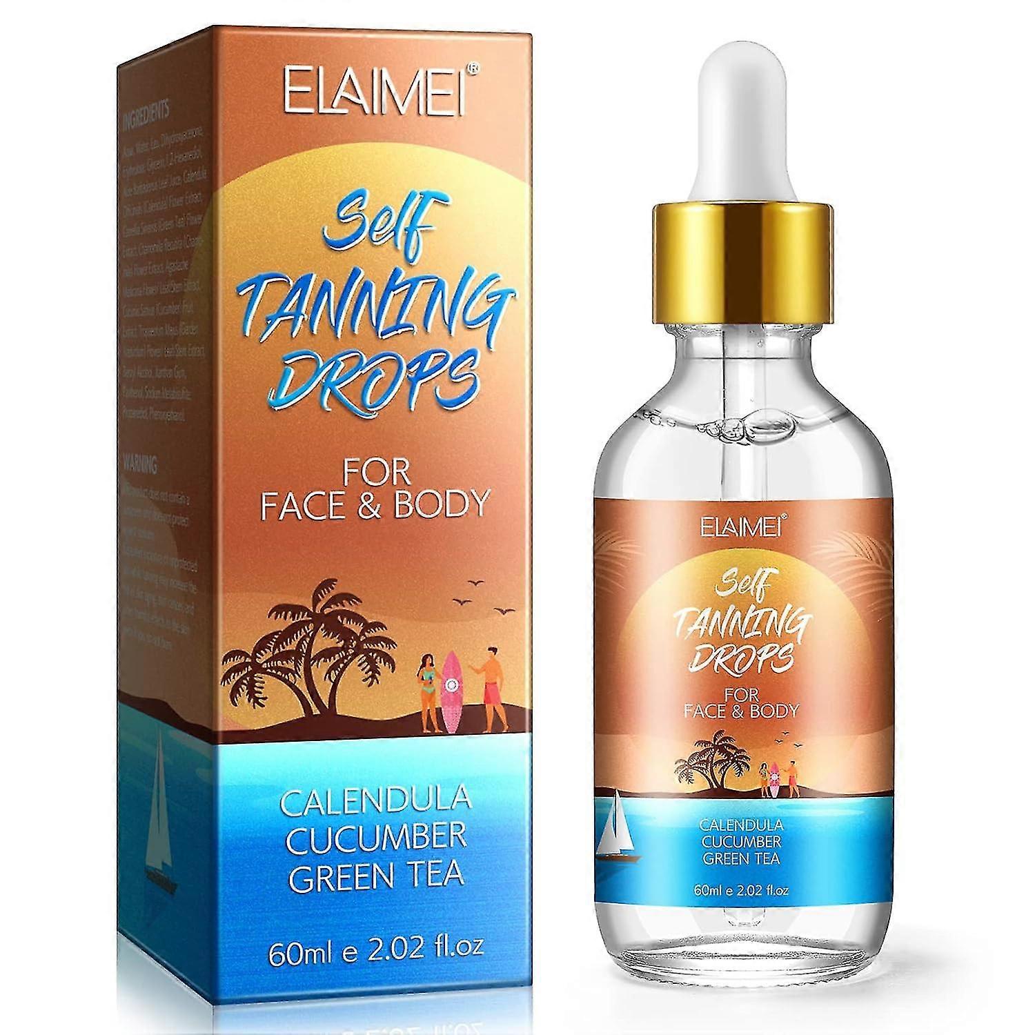 Self Tanning Drops, Bronzing Drops, 60ml Self Tanner Drops For Face and Body, Tanning Drops to Add to Moisturizer for Gradual Glow