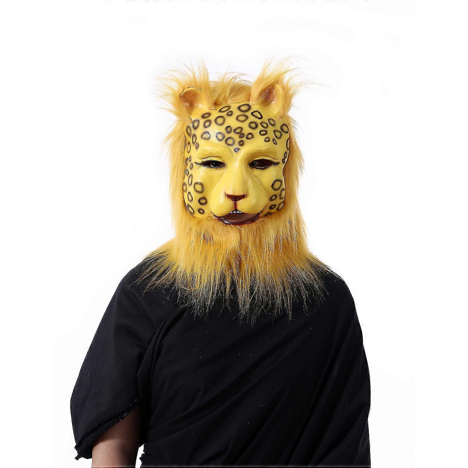 リアルなラテックスライオンマスクアニマルタイガーマスクワイルドキャットヒョウチーターハロウィーンラテックスマスクパーティーコスプレ