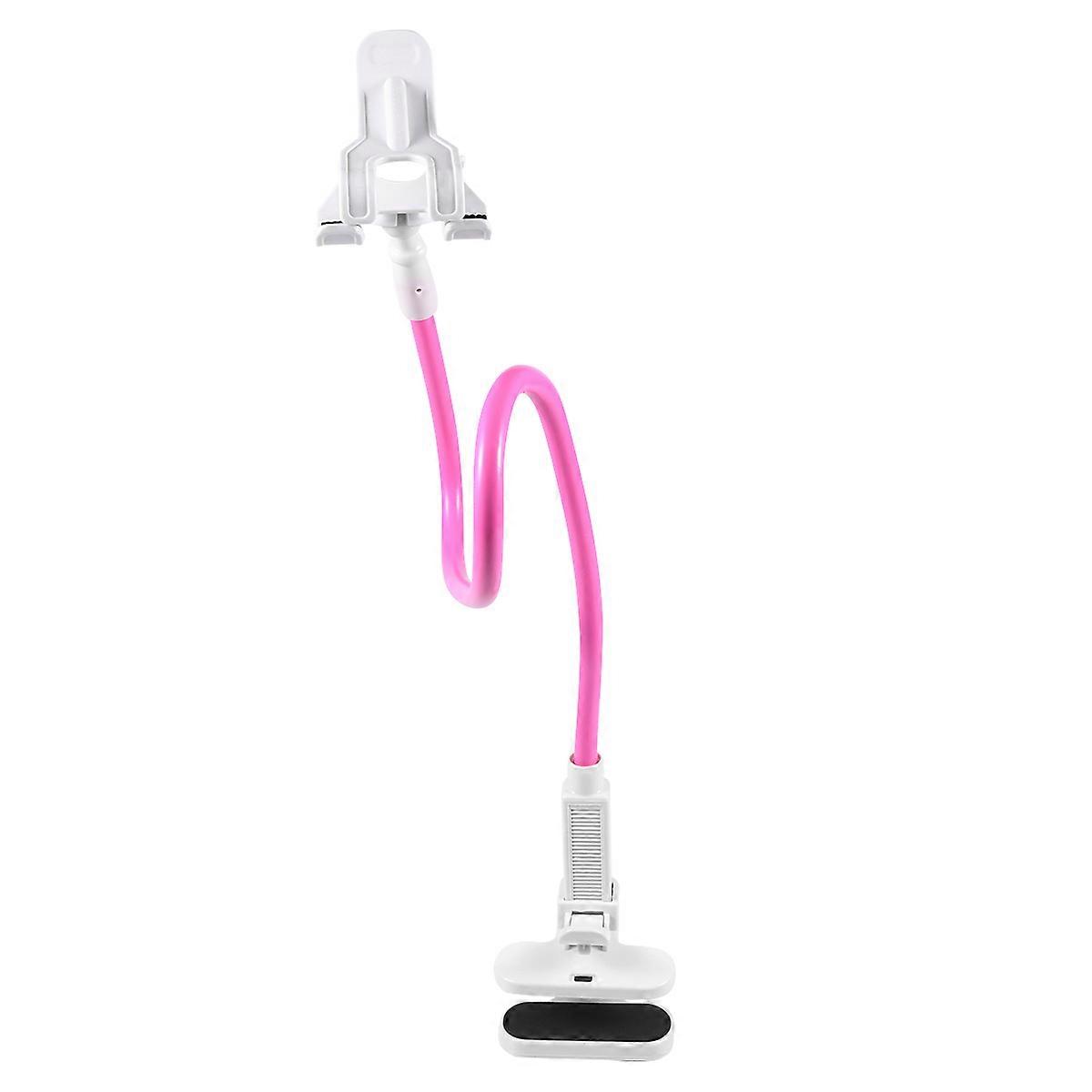 Gooseneck Phone Holder with Clip Base Flexible Long Arm Bracket for Cellphone Tablet E-Reader Pink