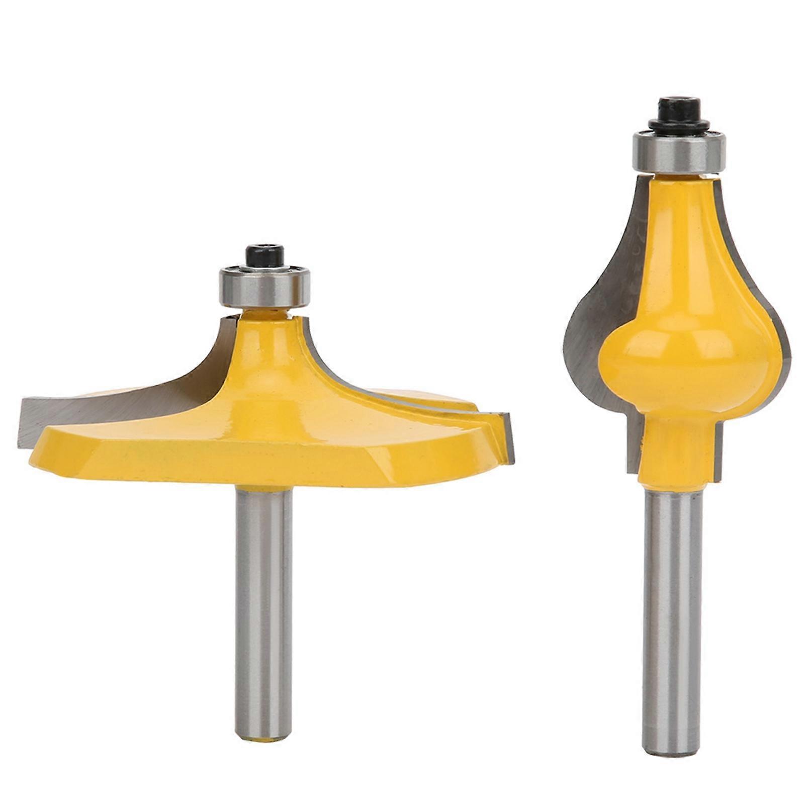 2pcs 8mm Shank Armrest Handrail Router Bit Set com rolamento cortador de fresagem de madeira