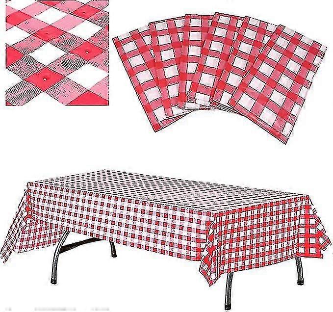 Red And White Checkered Tablecloth Inch Picnic Table Cover Disposable Rectangular Tablecloth Waterproof 5 Pieces Red And White Checkered