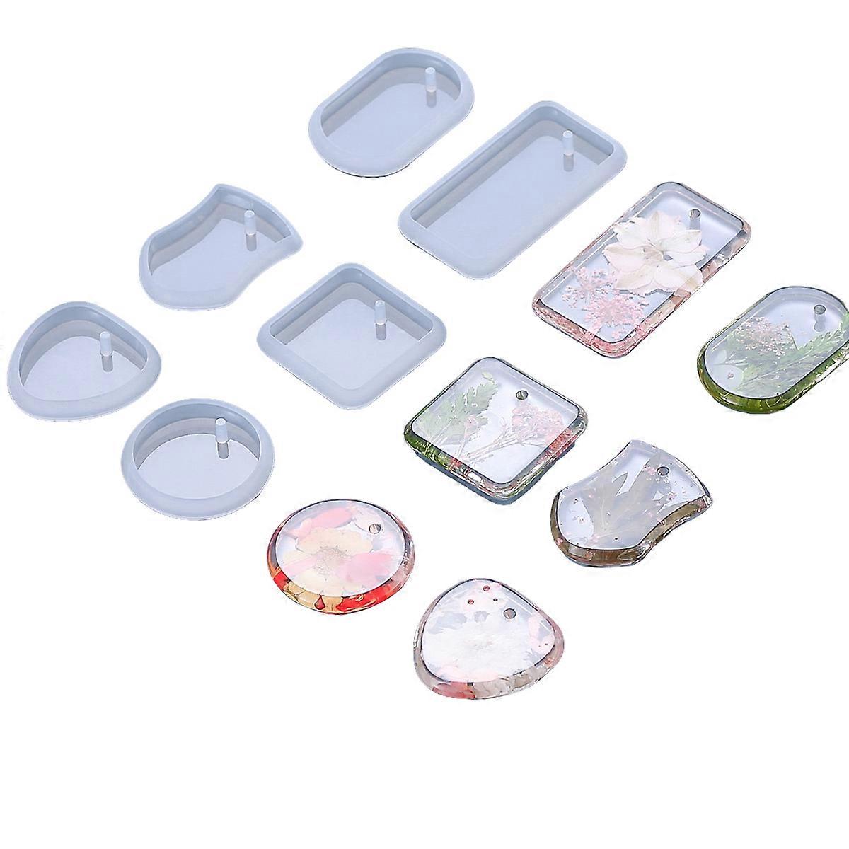 6PCS/SET Diy Keychain Pendant Silicone Mold Set Crystal Epoxy Making Mold