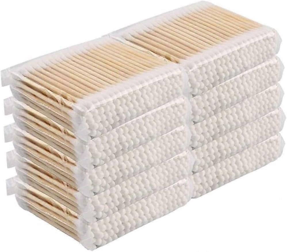 2025 مسحات قطنية جديدة يمكن التخلص منها ، 10 × 100 قطعة مسحات قطنية برأسين بمقابض خشبية ، لتنظيف الأذن