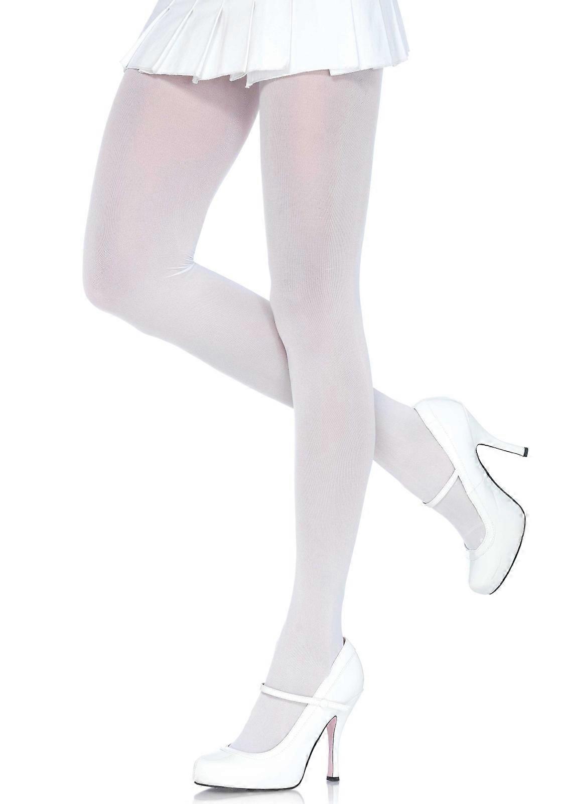 Women's plus-size white opaque tights